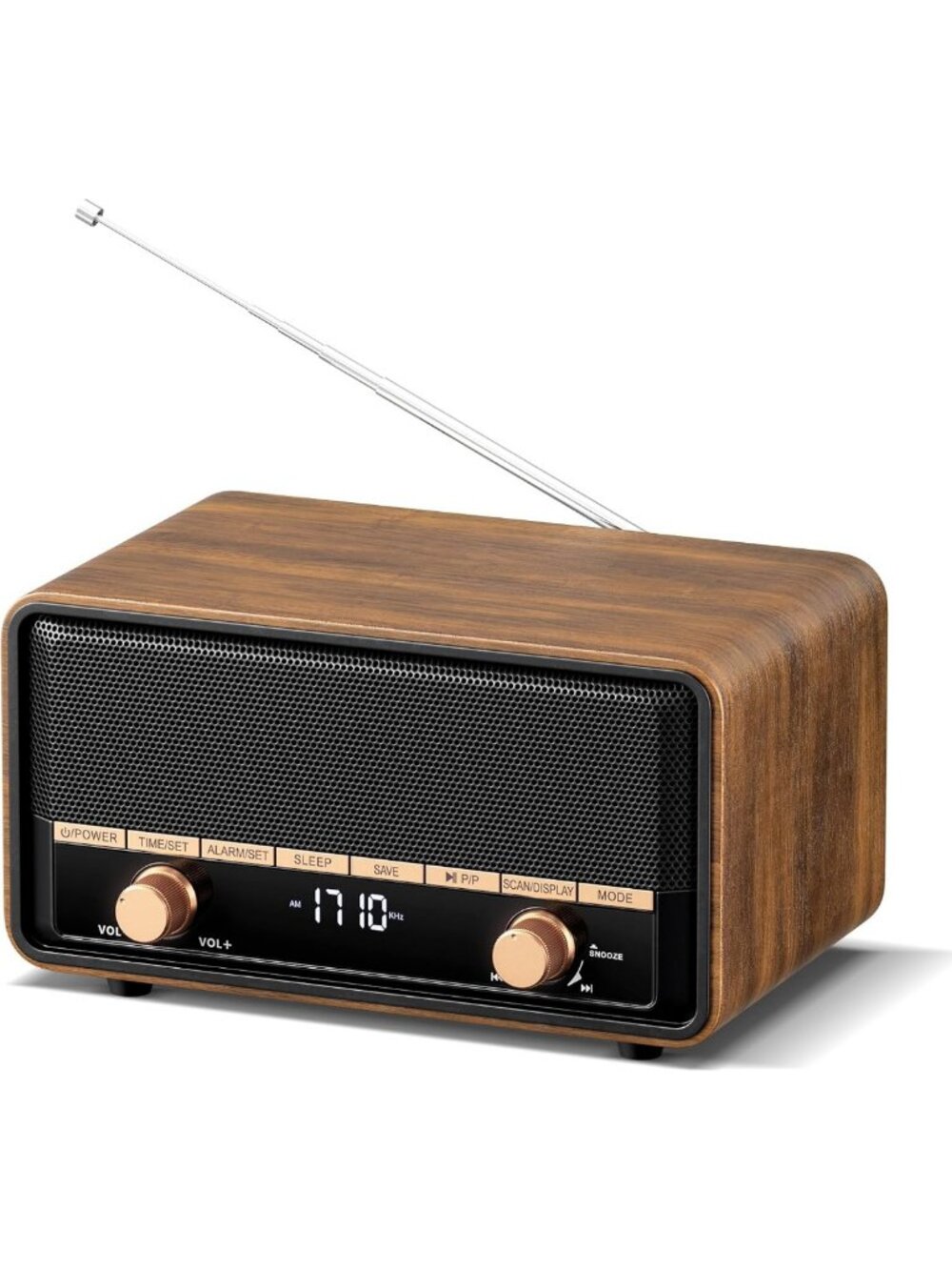 Vintage Wooden Bluetooth Clock Radio | AM FM Alarm for Bedroom Decor